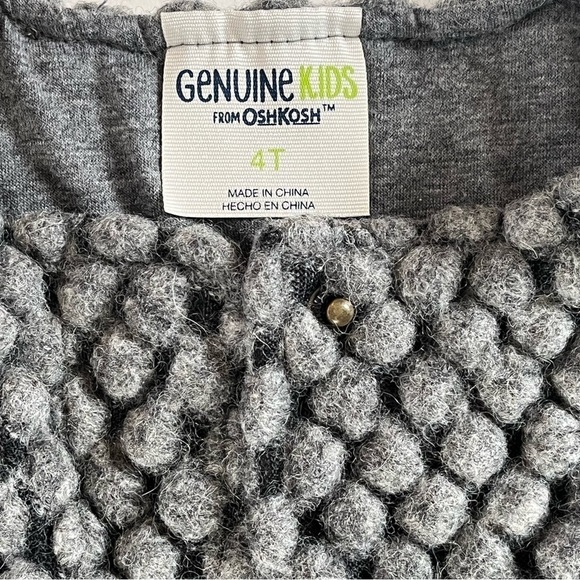 OshKosh Wool Blend Bobble Jacket Gray 4T Jersey Knit Lined - Picture 3 of 7